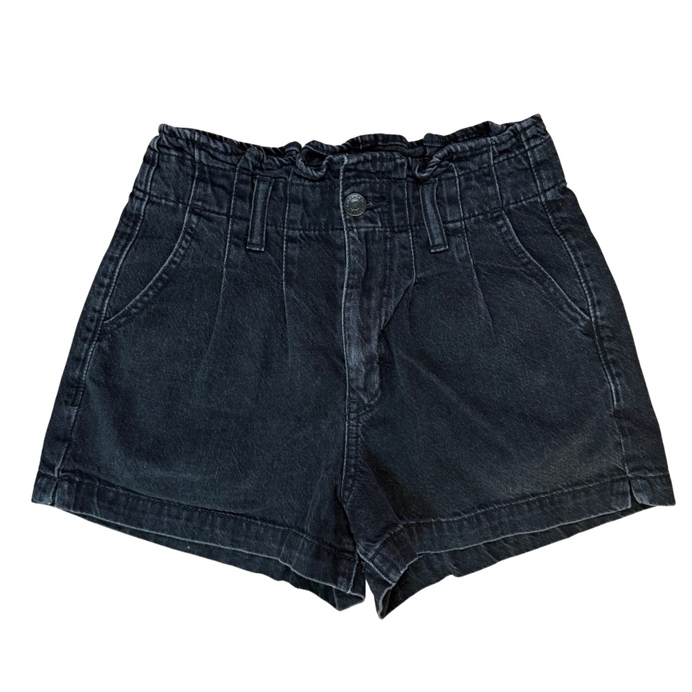 American Eagle Outfitters Black Denim High Rise Paperbag Shorts